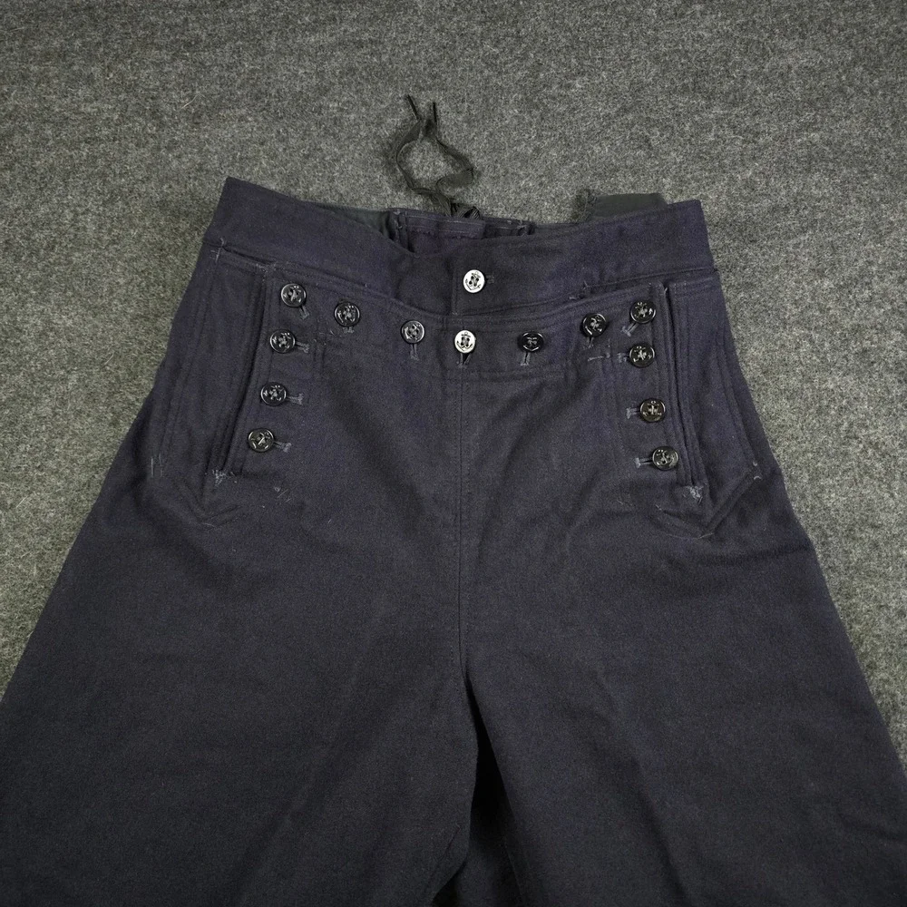 Vtg 60s US Navy Bell Bottom Pants Wool Sailor Blue Cracker Jack (Fits 28x29)